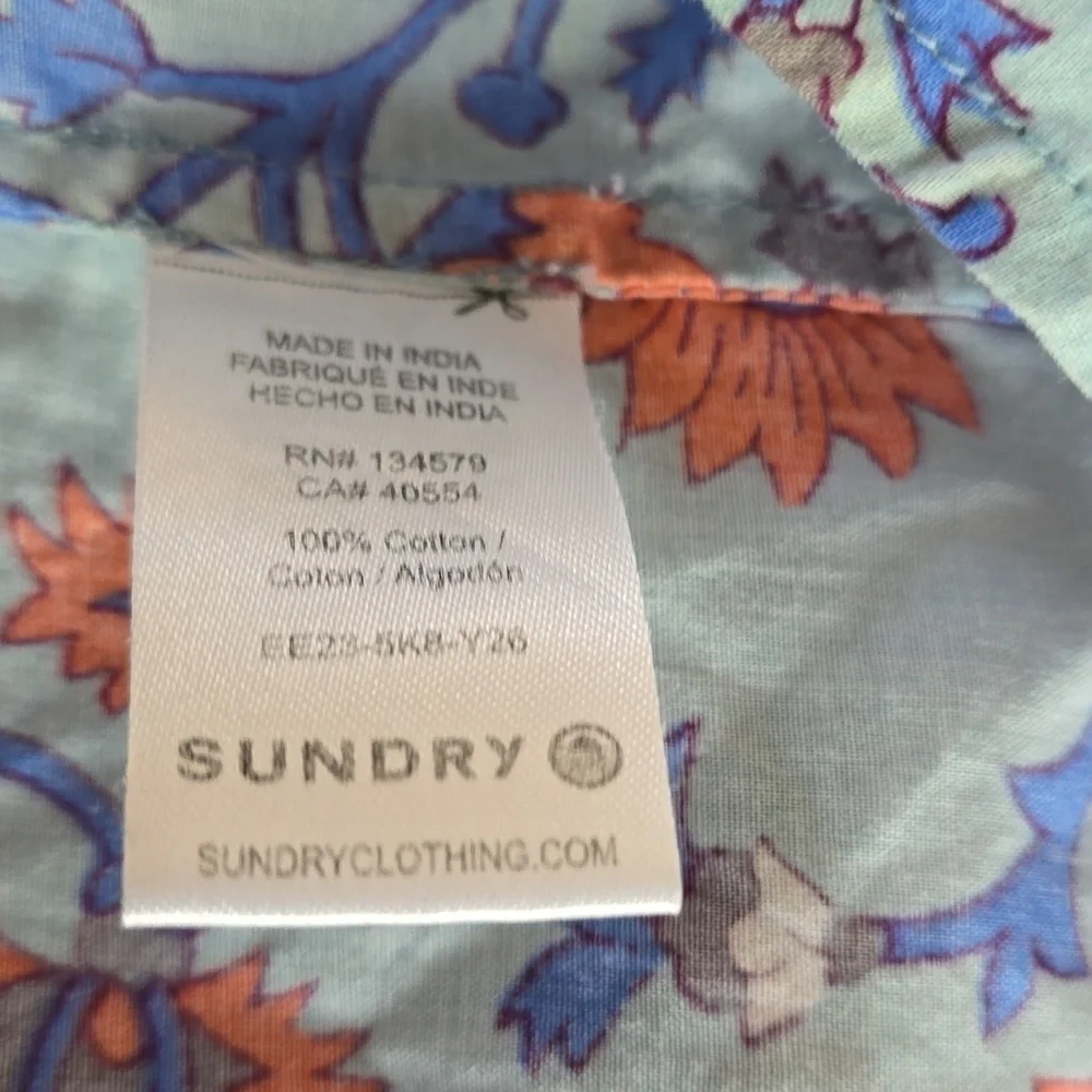 Sundry Viola Floral V Neck Cotton Dress Midi size 2 - Picture 9 of 9